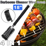 18" Rugged Grill Cleaning Brush BBQ tool Grill Steel Wire Brush Stainless Steel Brushes Provides Effortless Cleaning Accessories